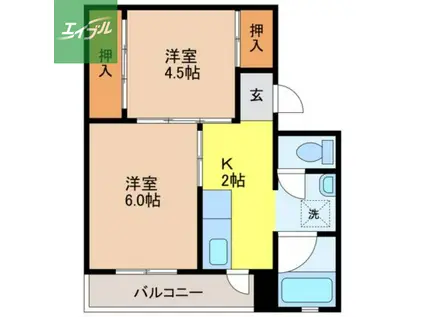 ビレッジハウス琴海I(2K/3階)の間取り写真