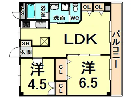 メゾン東野(2LDK/4階)の間取り写真