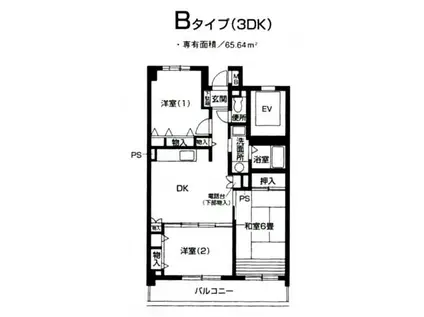 ベルストーン本牧(3DK/3階)の間取り写真