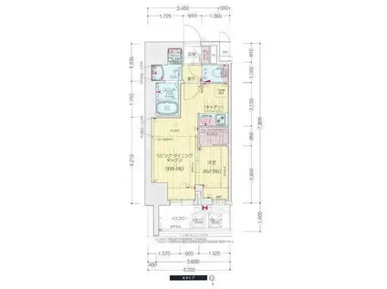 プレサンス鶴舞パークグラッド(1LDK/13階)の間取り写真