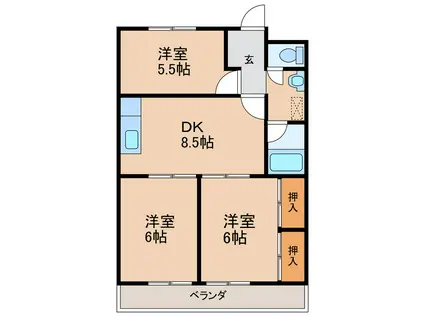 グランドール余戸(3DK/2階)の間取り写真