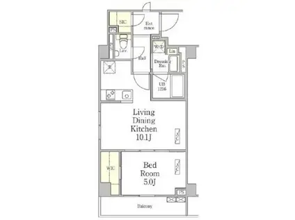 パークペルル池尻(1LDK/1階)の間取り写真