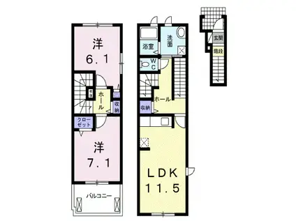 フェールI(2LDK/2階)の間取り写真