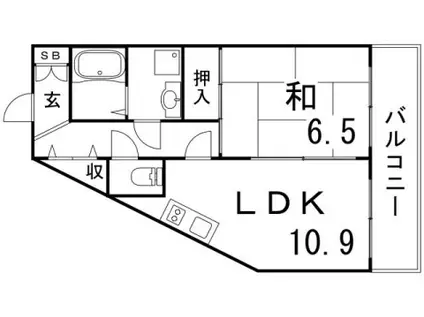 サンリッジ湊川(1LDK/2階)の間取り写真