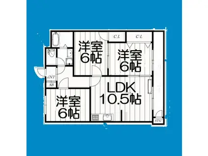ベルグレイK・I(3LDK/3階)の間取り写真