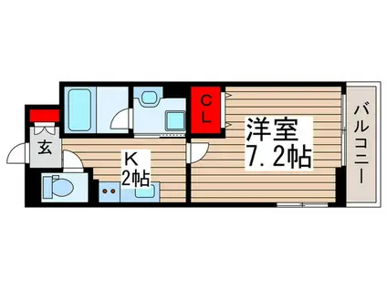 プラシード(1K/1階)の間取り写真