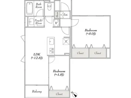 ルミークアン桜新町(2LDK/1階)の間取り写真