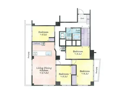 南品川マンション(4LDK/10階)の間取り写真
