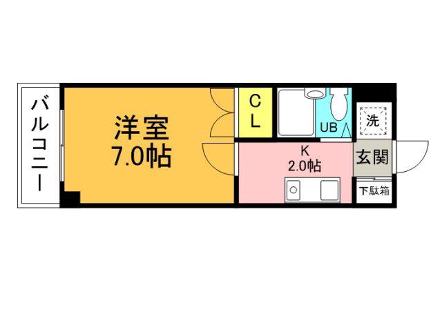 第15片山ビル(1K/2階)の間取り写真