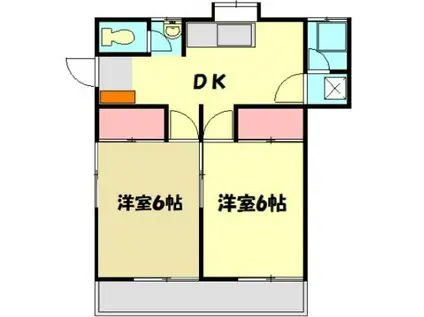 的場平塚第2アパート(3DK/2階)の間取り写真