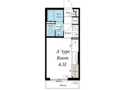 リブリ・八王子本町(1K/1階)の間取り写真