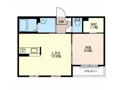 ハッピー タイム(1LDK/2階)の間取り写真