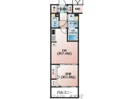 レオンコンフォート本町東II(1DK/14階)の間取り写真