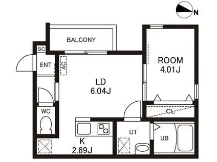 CHERIM竹下Ⅱ(1LDK/1階)の間取り写真