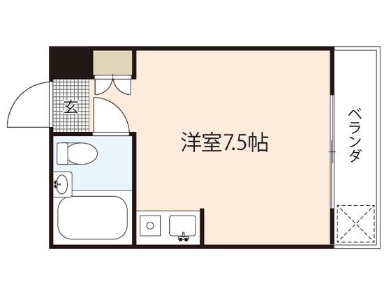 さくらビル(ワンルーム/2階)の間取り写真