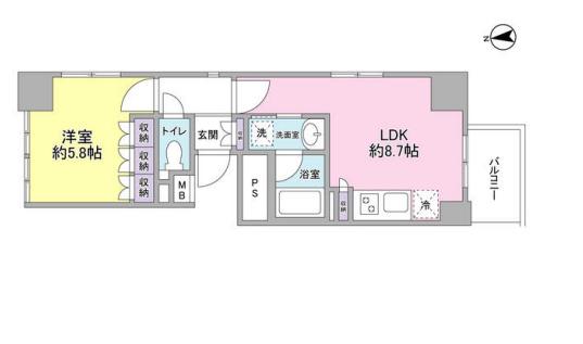 グランカーサ新宿御苑(1LDK/9階)の間取り写真