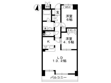 ラ・ポーム(2LDK/5階)の間取り写真