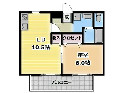 ルミエール(1LDK/1階)の間取り写真