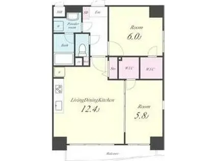  アクアブルー(2LDK/7階)の間取り写真