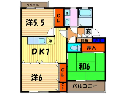 カーサNAKAMURA(3DK/2階)の間取り写真