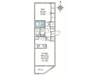 ポルトーネ(1LDK/2階)の間取り写真