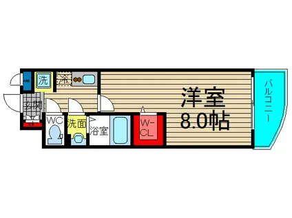 ラグゼ難波南(1K/2階)の間取り写真