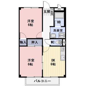 SURPLUS TWOアップル(2DK/1階)の間取り写真
