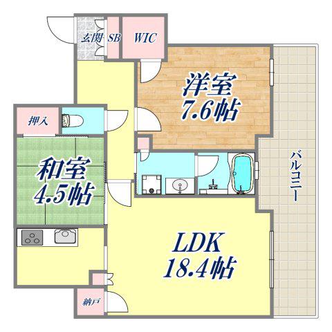 神戸ハーバータワー(2LDK/32階)の間取り写真