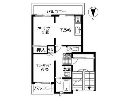 ニッコクハイツ(2DK/4階)の間取り写真