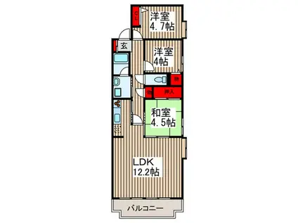 オーチャードヴィレッヂ(3LDK/3階)の間取り写真
