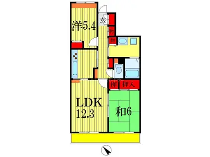 アポロハイツ(2LDK/4階)の間取り写真