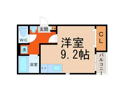 グランティック(ワンルーム/1階)の間取り写真