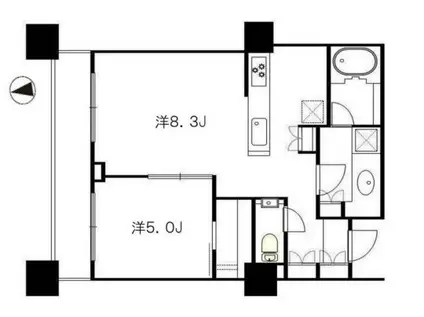 パークコート麻布十番ザタワー(1LDK/9階)の間取り写真