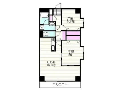 プラス21(2LDK/4階)の間取り写真