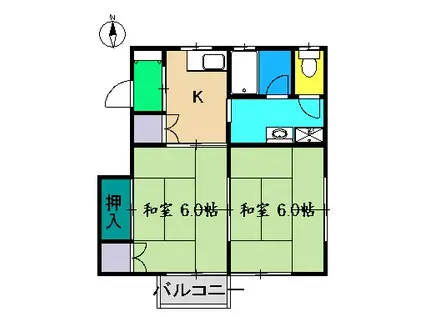 森田マンション 南棟(2K/1階)の間取り写真