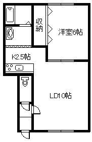 ＪＲ函館本線 近文駅 徒歩5分 2階建 築24年(1LDK/1階)の間取り写真