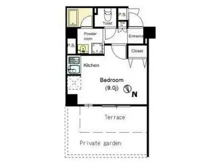 プレール・ドゥーク上野ノース(1K/1階)の間取り写真