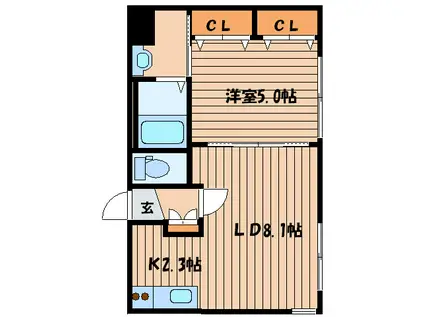 グランメールN17(1LDK/3階)の間取り写真