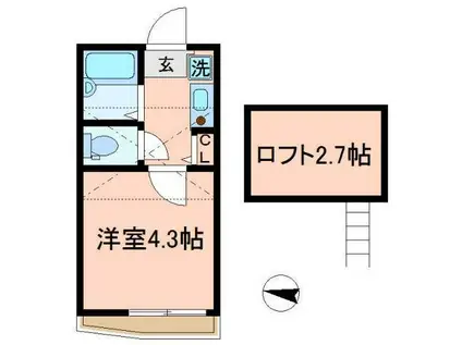 リバーテラス小岩(1K/3階)の間取り写真