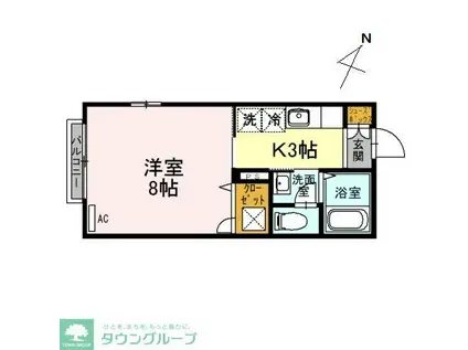 プチセントラル(1K/2階)の間取り写真