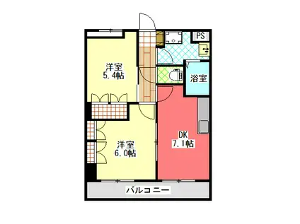 ニューグリーンパル(2DK/1階)の間取り写真