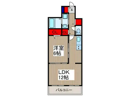 ヒカルサ西所沢(1LDK/1階)の間取り写真
