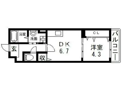 アイエア長瀬(1DK/2階)の間取り写真