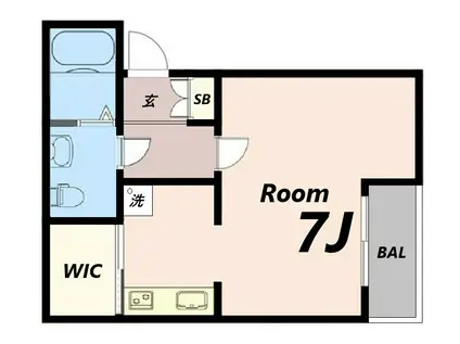CASA武庫川II(1K/2階)の間取り写真