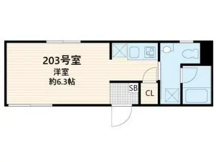 FULLEA東中野(ワンルーム/2階)の間取り写真