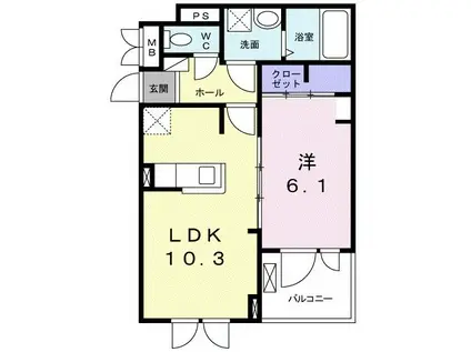 ヴィヴィッド(1LDK/2階)の間取り写真
