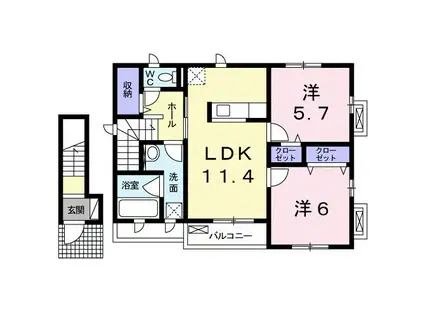サニーホームズ深大東(2LDK/2階)の間取り写真
