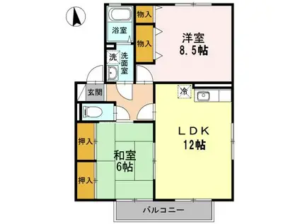 アク―ル D棟(2LDK/1階)の間取り写真