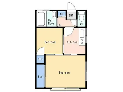 福島ハイツ(2K/2階)の間取り写真