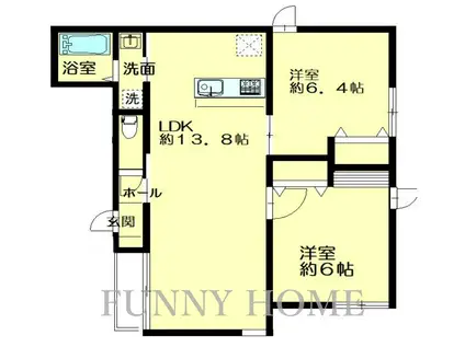 若林4丁目アパート(2LDK/2階)の間取り写真